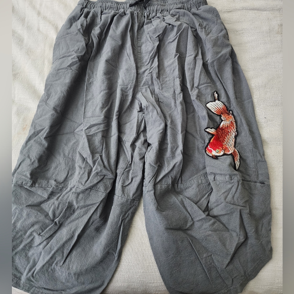 Gray Embroidered Men's Pants